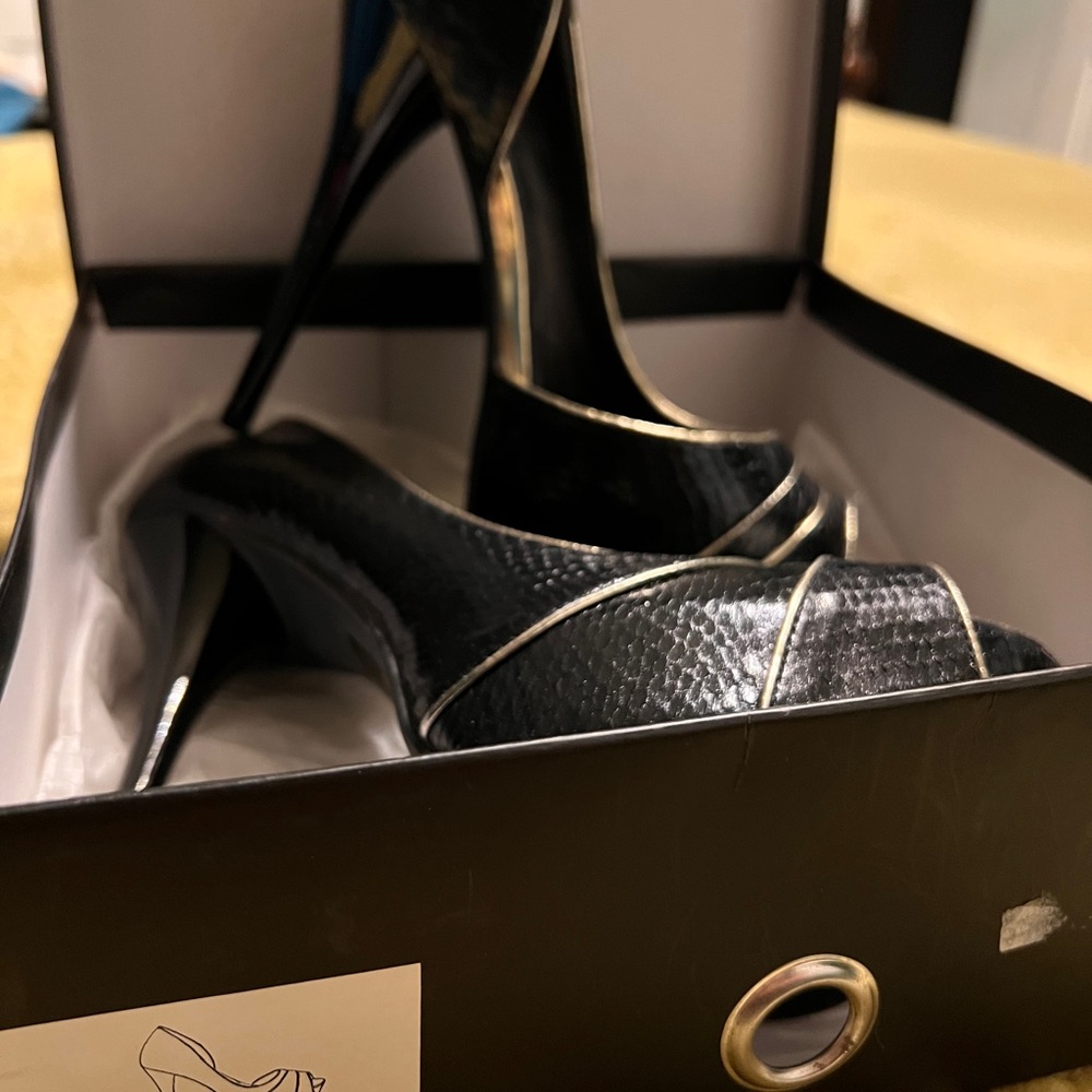 bebe Black Textured Heels